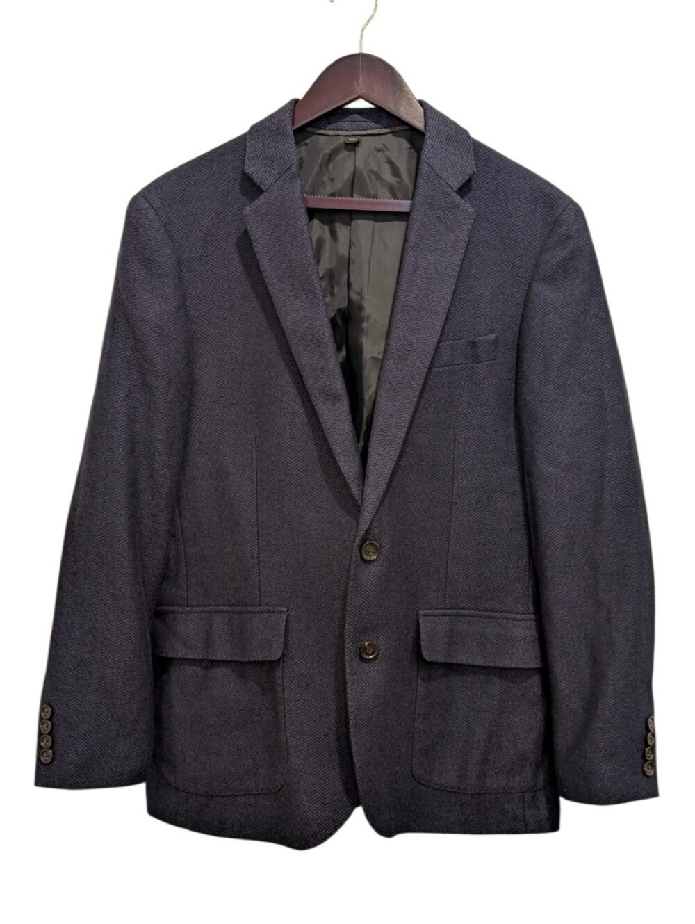 J.Crew Ludlow Short Blazer 40S Navy Herringbone Moon British Wool Blend C8778